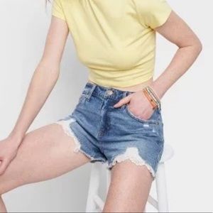 Wild Fable Target High rise crochet hem denim shorts  8